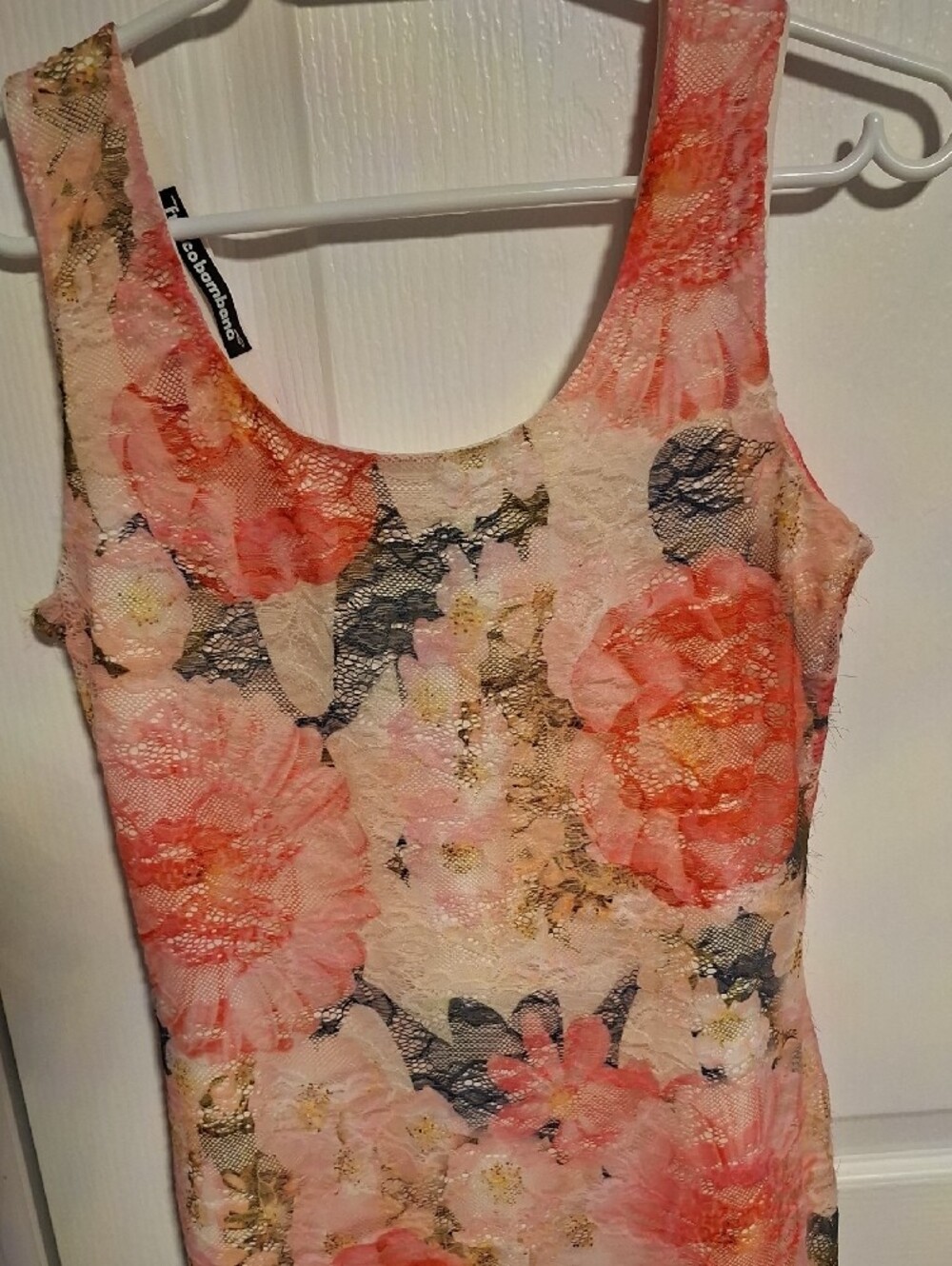 Sleeveless Floral Midi Sheath Dress in Coral Pink - Picture 3 of 8